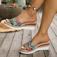 thumbnail image 5 of Rokment Women's Multicolor Woven Platform Wedge Slides Sandals Boho Beach Casual Open Toe Espadrilles Chunky High Heels Dress Slip on for Summer 2026 Multicolour Size 6, 5 of 8
