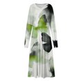 thumbnail image 3 of Women's Autumn Winter Casual Fashion V-Neck Long-sleeved Gradient (Floral) Print Long Dress, Light Green, Size XL, 3 of 4