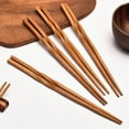 thumbnail image 3 of Farfi 5 Pairs Chopsticks Non-slip High-temperature Resistant Natural Bamboo Wood Carbonized Twist Chinese Chopsticks Kitchen Gadget (One Size), 3 of 13