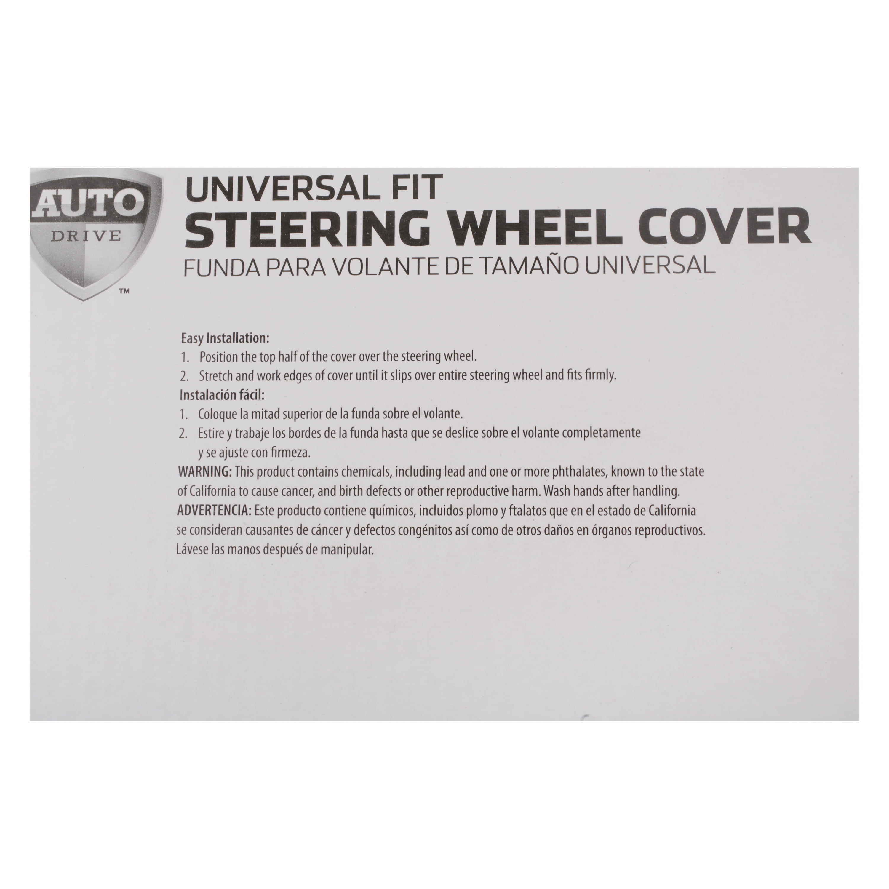 Auto Drive Universal Fit Thin Steering Wheel Cover, Black