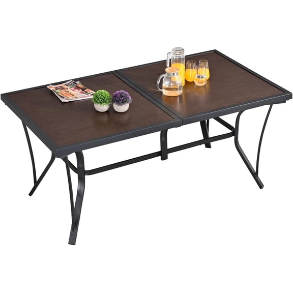 ARTLOFT Outdoor Dining Table for 6, 63" x 36" Patio Foldable Metal Steel Slat Table for 6 Person for Garden, Backyard, Lawn and Porch