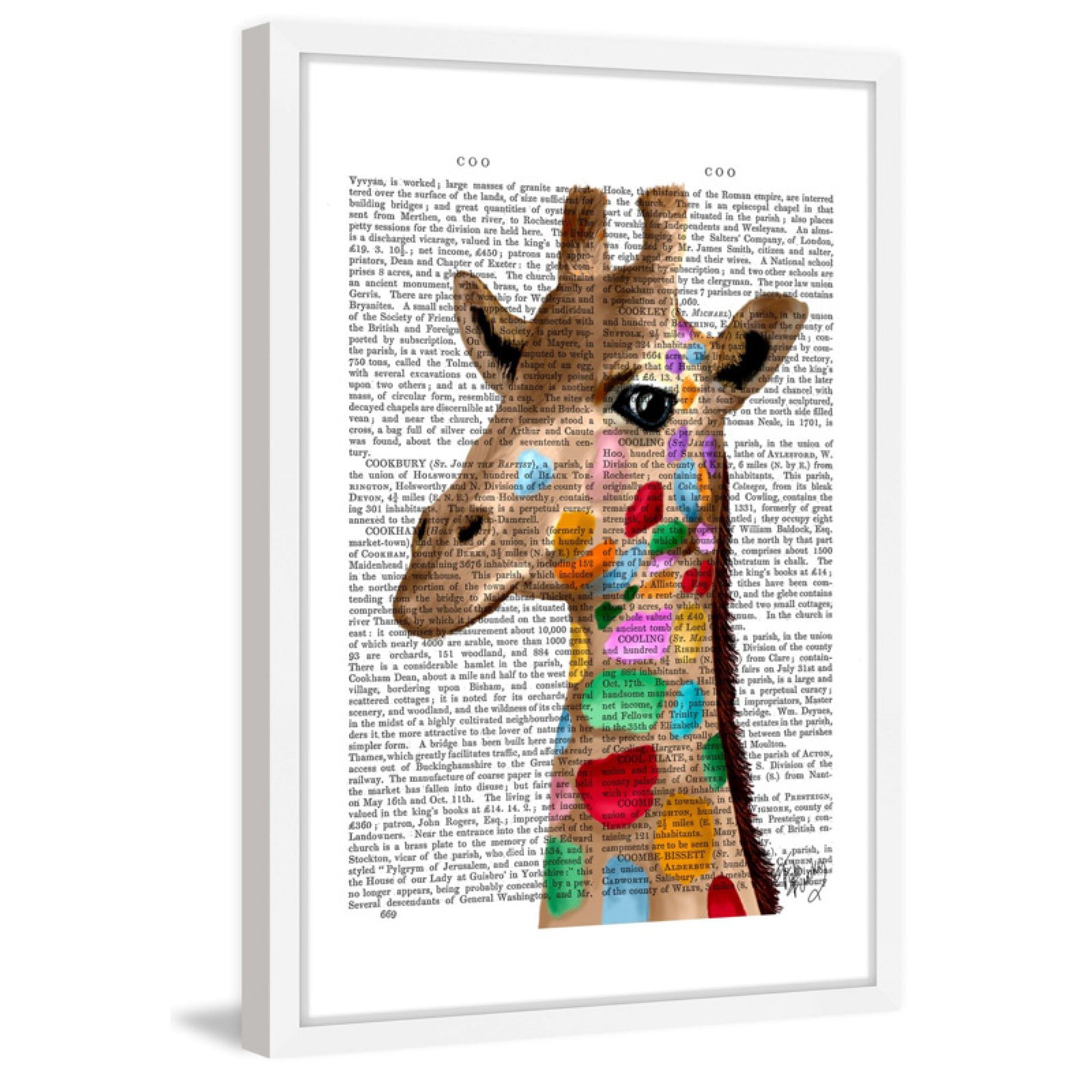 Marmont Hill "Multicoloured Giraffe" Framed Painting Print