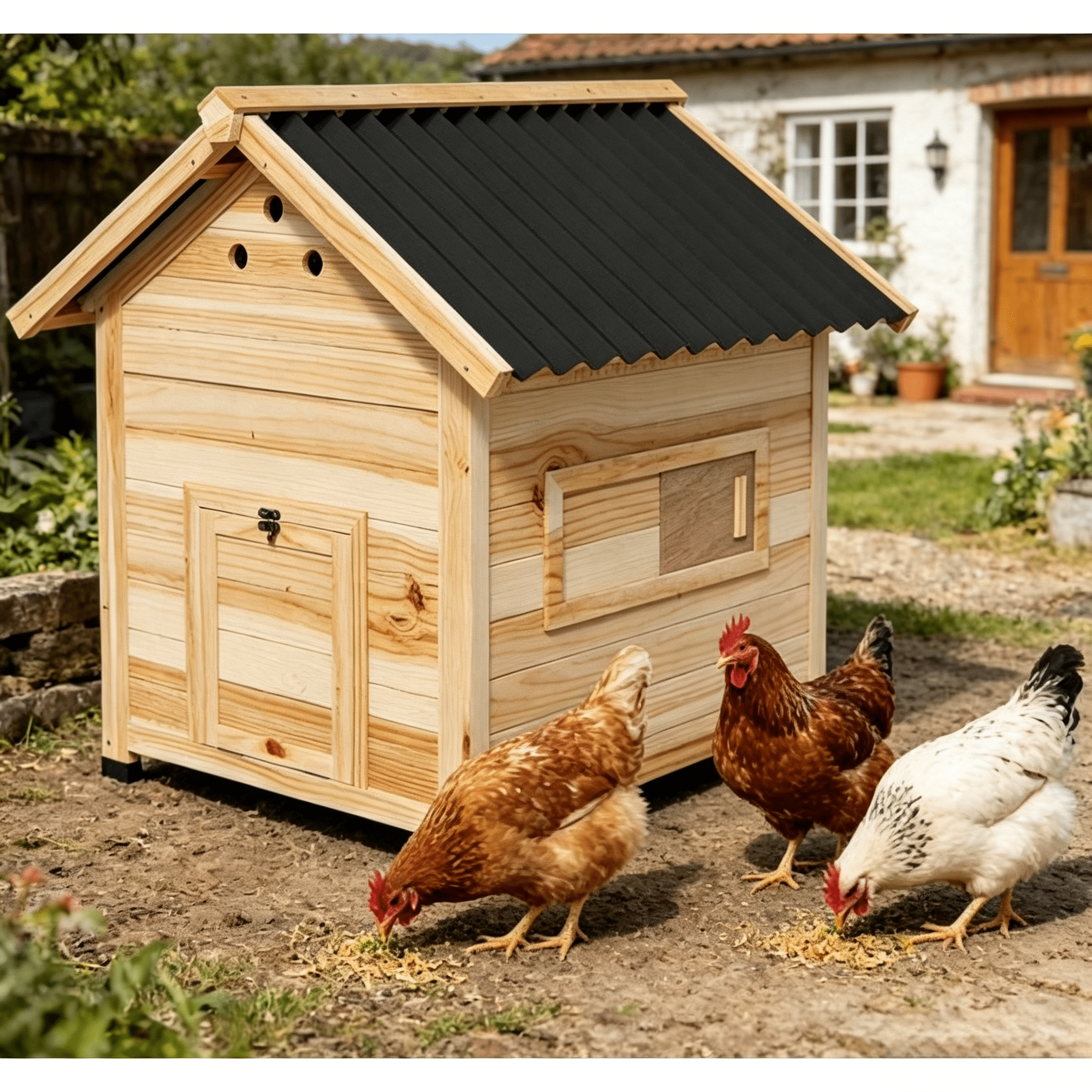 Pet Coop, Wooden House with Openable Roof