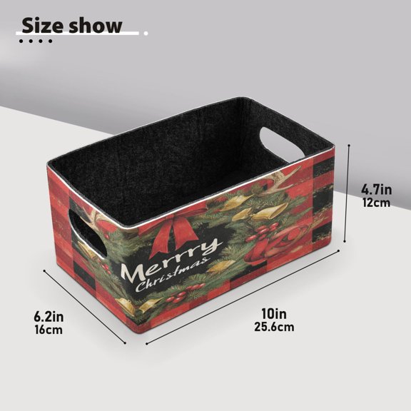 BZSMCE Shelf Baskets Design Elegant Plaid Christmas Print Pattern Storage Cube Bins 10.1*6.3*4.7in Set of 2