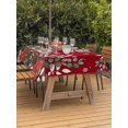 thumbnail image 2 of Outdoor Tablecloth with Umbrella Hole and Zipper, Christmas Poinsettia Rectangle Table Cloth 60x102 Inch Waterproof Tablecloth, Xmas Eucalyptus Botanical Red Picnic Table Cover for Patio Camping, 2 of 7