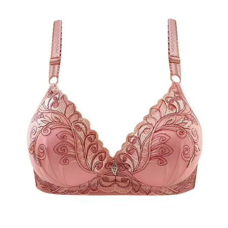 Hvot&aat Women s Push Up Bra Lace Floral Embroidery Wireless Bras Padded Adjustable Strap Comfort Stretchy Breathable Bra