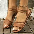 thumbnail image 5 of Summer Sandals for Women 2025 Gladiator Open Toe Elastic Ankle Strap Flats Sides Summer Casual Women Beach Fashion Shoes, 5 of 6