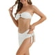 thumbnail image 4 of INSPIRAR CHIC Conjuntos de Bikini de Mujer con Anillo en O de Canalé de 3 Piezas, Parte Inferior de Tanga con Hebilla en la Espalda, Trajes de Baño Pequeños, Blancos, 4 of 5