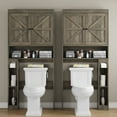 thumbnail image 4 of Furnihold Over The Toilet Storage Cabinet with Barn Doors, 32.3''W Farmhouse Bathroom Over Toilet Shelf Space Saver with Toilet Paper Holder, Gray, 4 of 7