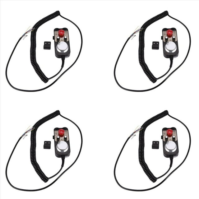 4X Universal Cnc 4 Mpg Pendant Hand Wheel 100 Pulse 5V & Emergency Stop Cnc Router Handwheel 4Axis Type,4 x 100 pulse 5v MPG Pendant Handwheel,Black