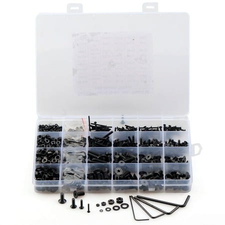 

ADVEN 1220 Pieces M2/M3/4/M5 Screw Industrial Hex Socket Button Bolts Business Fastener Hexagon Nut Washer Assortment Tool Set