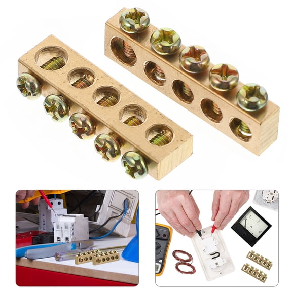 LULULION 10Pcs Copper Ground Neutral Bar Distribution Wire Terminal Block Connector with Screw Terminal for Machine