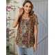 thumbnail image 3 of Top tipo túnica Zeagoo Dressy con estampado floral de manga corta para mujer, 3 of 5