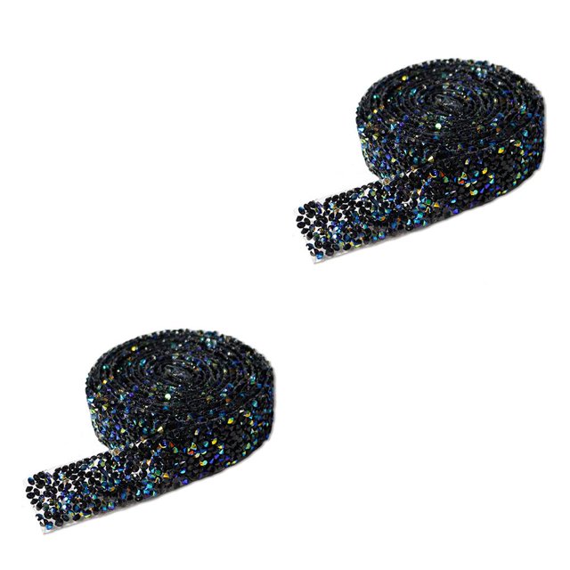 Wosthever Pegatinas ostentosas Resina Cristal Decoración Apliques Craft Fix Decor Beads Drill Strip con Lustre Black AB 1 Code 0.5cmWidth Código AB 1 negro 0.5 cm de ancho 2Conjunto