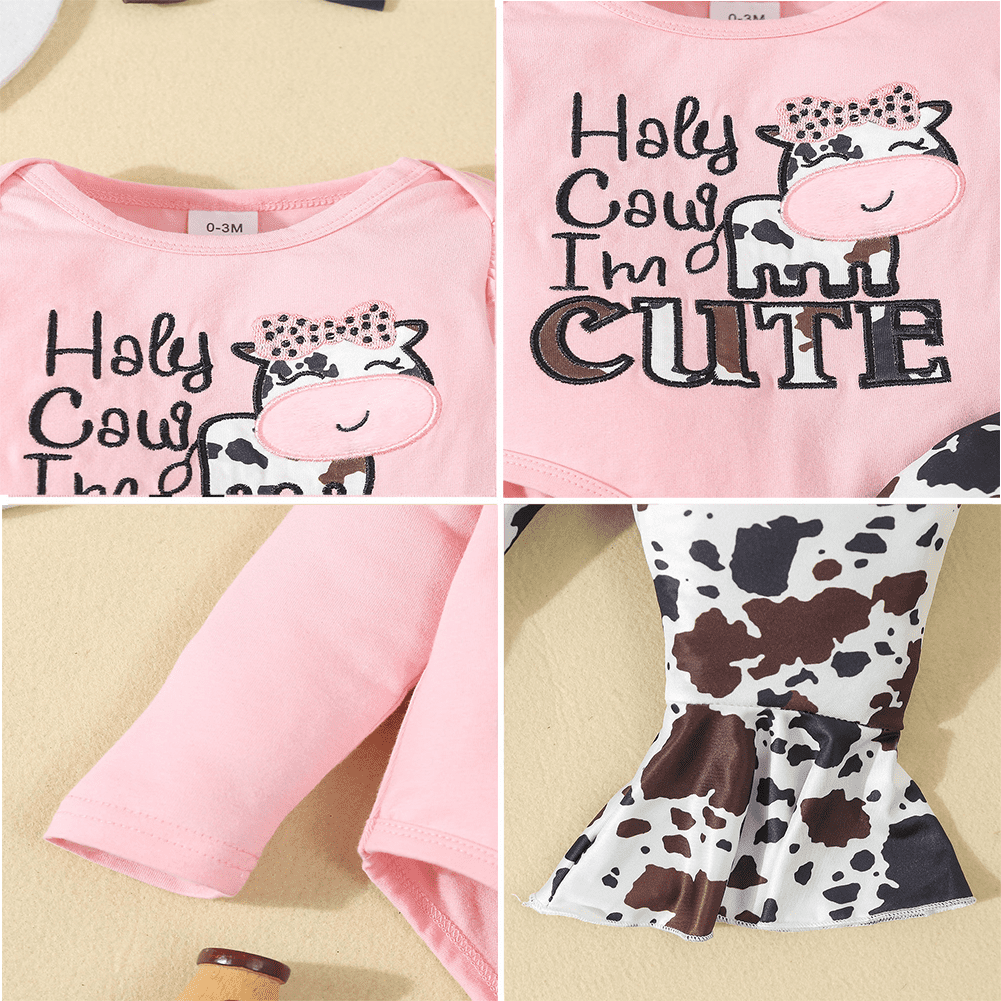 OBEEII Infant Toddler Girls Long Sleeve Romper and Pants Cute Printed Fall Winter Outfits Baby Cake Smash Birthday Outfits with Headband