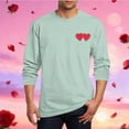 thumbnail image 2 of Maean Men Valentine's Day Shirts Long Sleeve Basic Tee Heart Ptinted Crewneck Comfy Loose Tshirts, 2 of 5