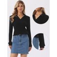 thumbnail image 2 of DARING DIVA Women's Winter Sweater Polo Collar Shirts Tops M Black, 2 of 6