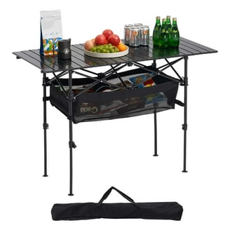 VECUKTY Folding Camping Kitchen Table, Aluminum Station, Storage