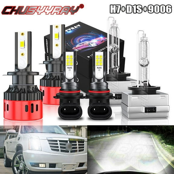 For BMW 525i 530i 2006-2007 -6Pcs HID LED headlights H7 D1S High&Low Beam 9005/9006 Fog Lights