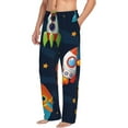 thumbnail image 2 of Xecao Spaceships and Stars Men's Straight Lounge Pajama Pants: The Ultimate in Comfortable Sleepwear, 2 of 9