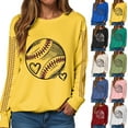 thumbnail image 5 of zaveiop Women Sweatshirt Baseball Game Day Long Sleeve Crewneck Graphic Pullover Top Baseball Softball Sport Mom Casual Shirt (Z3-Yellow, L), 5 of 8