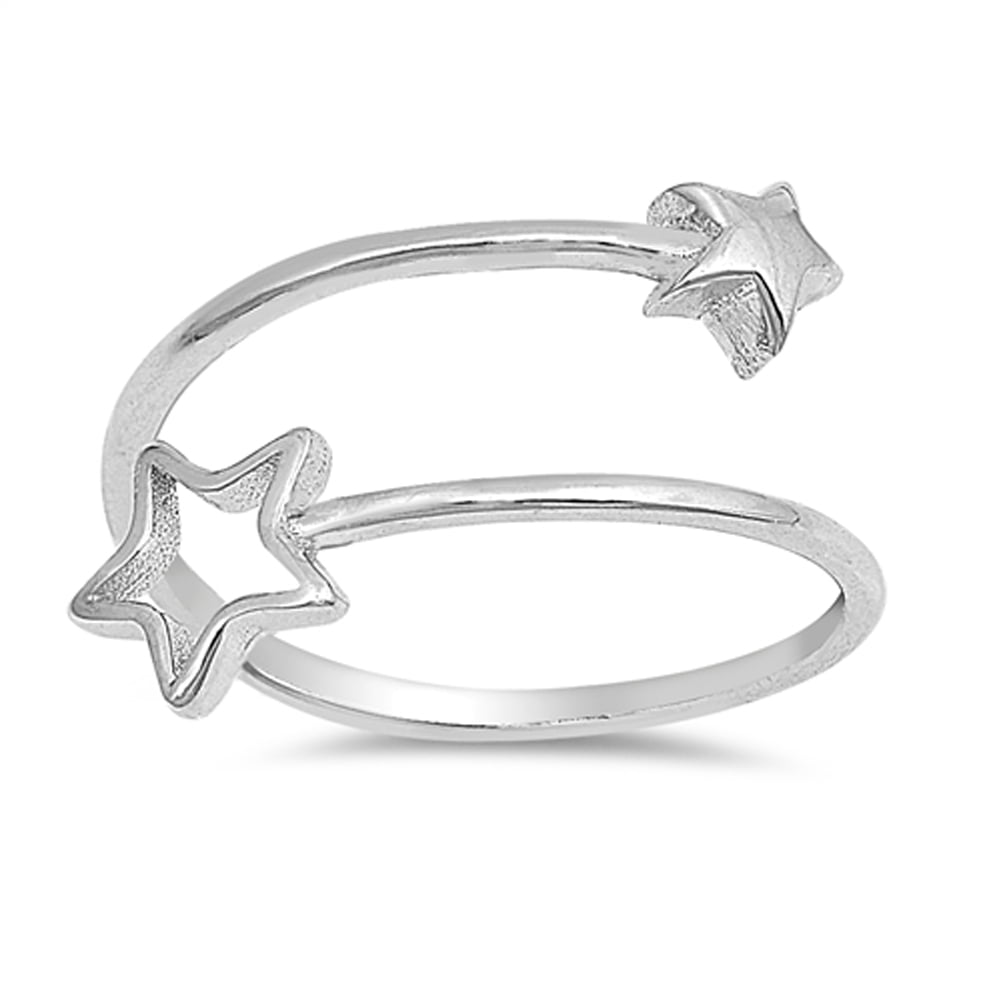 Thin Open Shooting Star Adjustable Ring – .925 Sterling Silver Band – Sizes 4-10