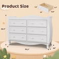 thumbnail image 2 of ANPOO Sleigh Style Baby Diaper Changing Table, 6 Drawer Storage Organizer, Baby Dresser with Changing Table Top, Convertible Nursery Dresser Chest of Drawers, Wood Dresser for Kids Bedroom, White, 2 of 10
