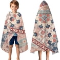 thumbnail image 3 of Multicolor Ethnic Patchwork Pattern Hooded Bath Towel，50"x30" for Ages 3 To 12 Kids, Quick Dry Lightweight Soft Microfiber Hood Beach Towel Cover Up for Kids, 3 of 7