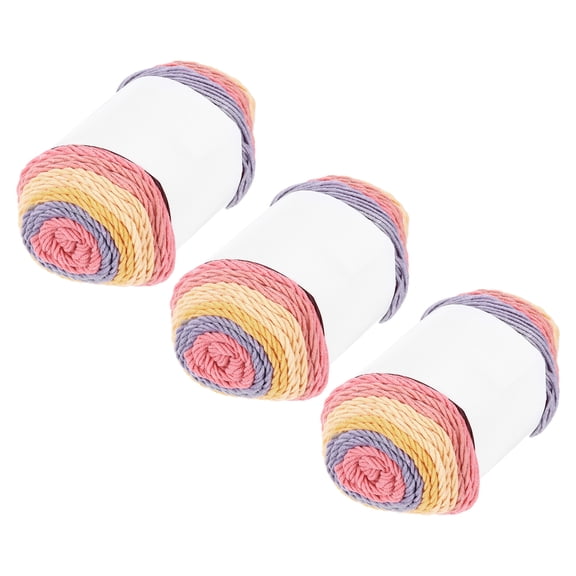 3Pcs 634 Yard Acrylic Yarn for Crocheting, Pink,Yellow,Purple