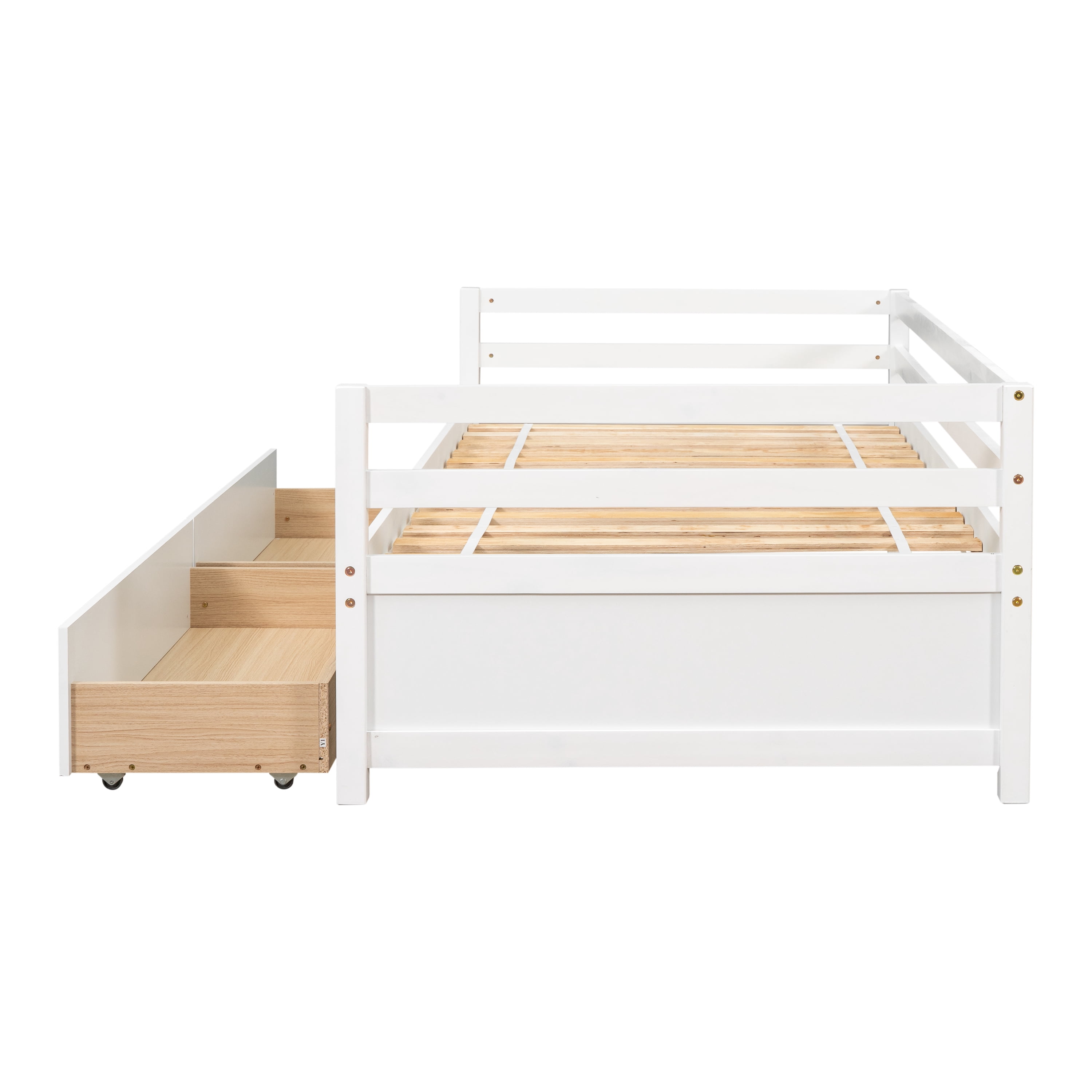 Euroco Pine Wood Storage Daybed with Two Drawers, Twin for Living Room, White