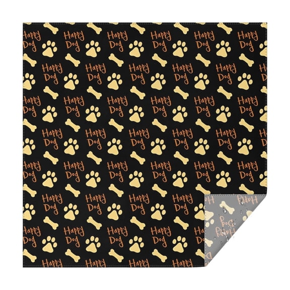 Happy Dog and Footprints Square Tablecloth,Waterproof Square Table Cover,Wipeable Spillproof Washable Table Cover for Home Kitchen Party Decor 42"X42"(107x107cm)