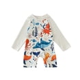 thumbnail image 5 of Long Sleeve Swimsuit for Boys with Print, Half-Zip Conjoined Design with Swim Hat for Summer Beach Pool, 5 of 5
