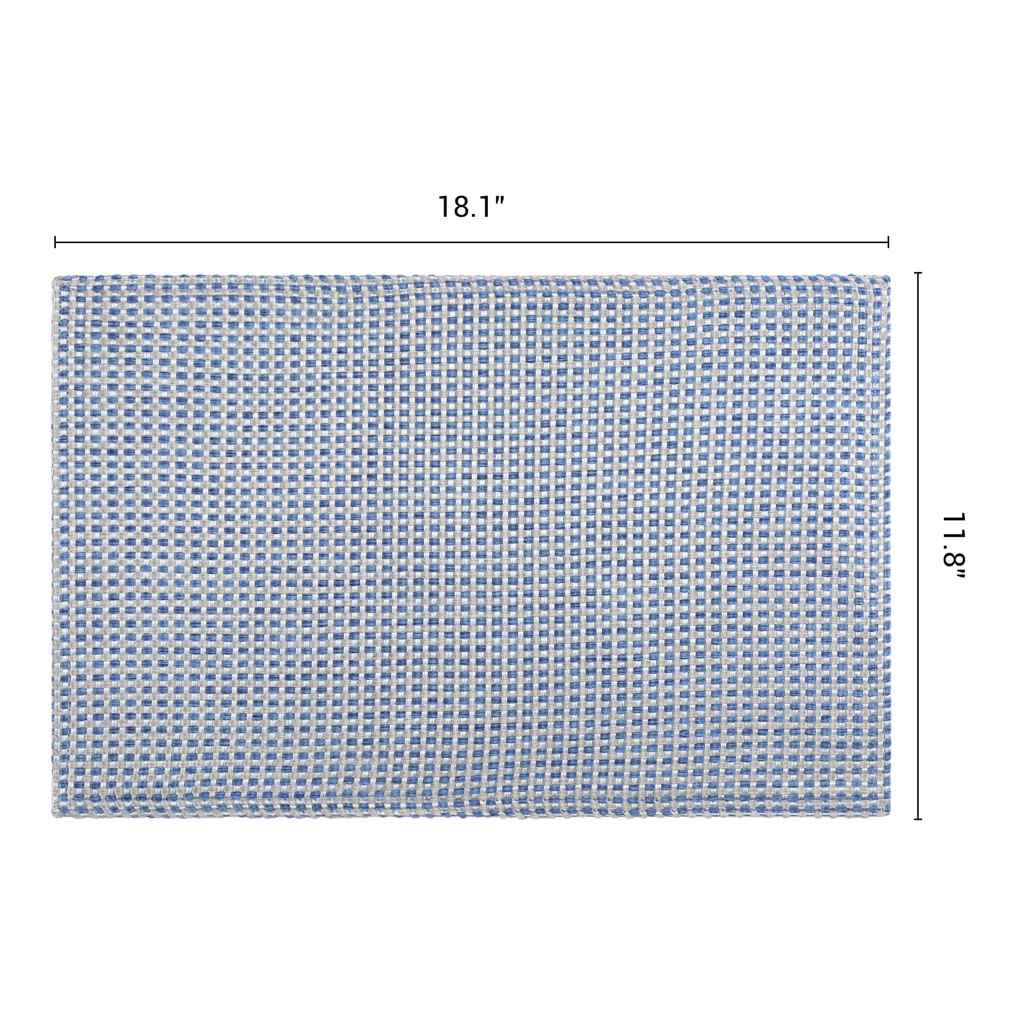 Unique Bargains Farmhouse Placemats Set of 4 Cotton and Linen Blue Gray 18.1x11.8inch