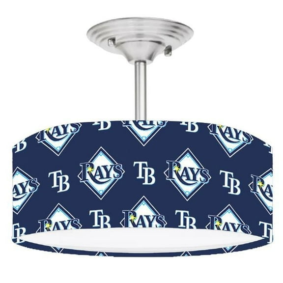 888 Cool Fans DR-0001385 Rays MLB Baseball 2-Light Brushed Nickel Drum LED Lamp Fixture