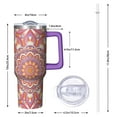 thumbnail image 3 of 40 oz Vacuum Insulated Boho Mandala Stainless Steel Tumbler Travel Cup with Handle Flip Straw Lid Leak Proof Gift for Men Women Travel Must Haves, 3 of 5