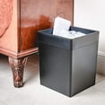thumbnail image 4 of Classic Black Leather Square Waste Basket, 4 of 4