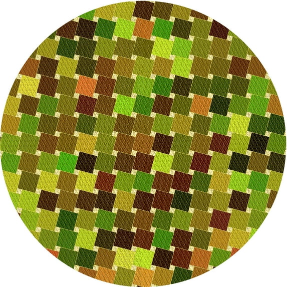 Ahgly Company Indoor Round Patterned Pistachio Green Area Rugs, 4' Round