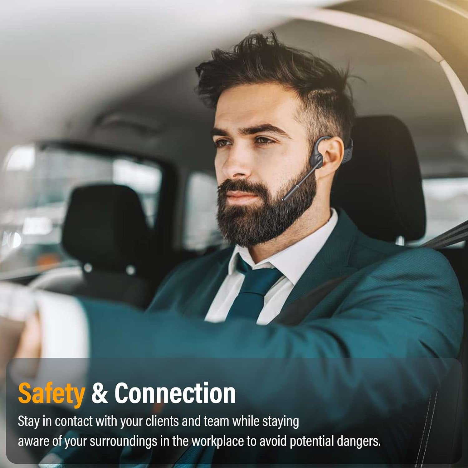Open-Ear Wireless Headphones Bluetooth 5.3 | Noise Cancelling Mic & Multipoint Connect | Perfect for Office Calls, Driving & Daily Use（Black 1 PCS）
