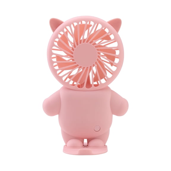 2-in-1 Rechargeable Portable Handheld & Desktop Fan with Phone Holder, 3 Speed-Pink Cat