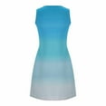 thumbnail image 4 of Fmbrln Summer Dress for Women Crew Neck Sleeveless Pleated Gradient Sundress Holiday Beach Dress with Pockets, 4 of 7