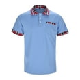 thumbnail image 3 of Caqnni Vintage Men's Polo Shirts Soft Cotton Shirts with a Classic Casual Collar (Blue,M), 3 of 8