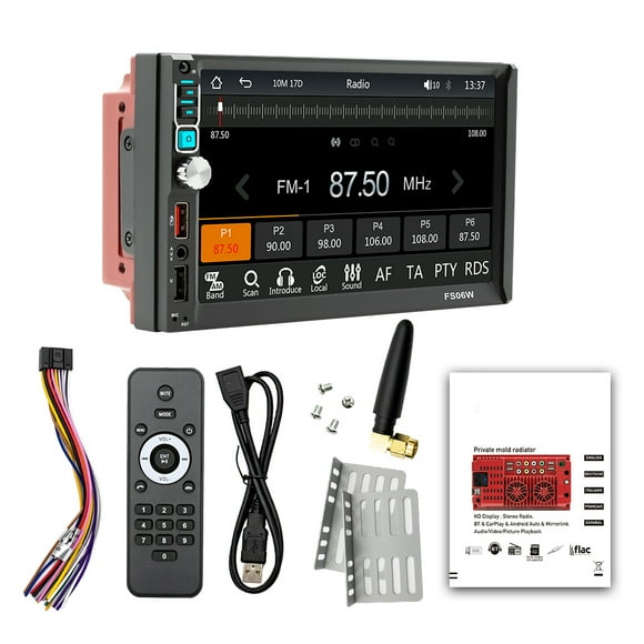 Kenally Camión de 7 pulgadas compatible con Bluetooth 5,1 Dual Din MP5 reproductor de pantalla grande reproductores de música receptor de Radio Combinaciones de reproductor de DVD/TV para coche Kenally VI018045-00B