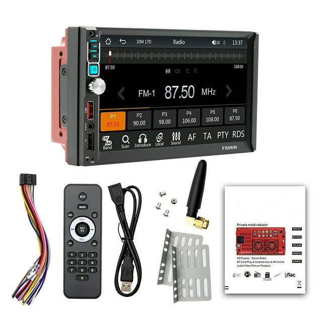 Kenally Camión de 7 pulgadas compatible con Bluetooth 5,1 Dual Din MP5 reproductor de pantalla grande reproductores de música receptor de Radio Combinaciones de reproductor de DVD/TV para coche Kenally VI018045-00B