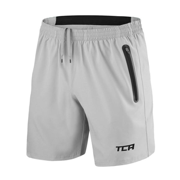 Tca Mens Elite Tech Lightweight Running Or Gym Training Shorts With Zip Pockets - Cool Grey Xxl