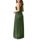 thumbnail image 3 of Qarigey Mujer Bolsillos Cuello Sin Mangas Color Sólido Maxi Vestido Vestidos ejercito verde SG, 3 of 5