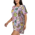 thumbnail image 2 of Kdxio Cute Donuts Print Pajamas Sets for Women Short-Sleeved Pjs with Lounge Shorts Two Piece Sleepwear S-4XL, 2 of 9