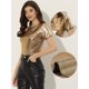 thumbnail image 2 of Disfraz de navidad Top Multicolor Brillante Metálica Para Mujer Oro Marron M, 2 of 5