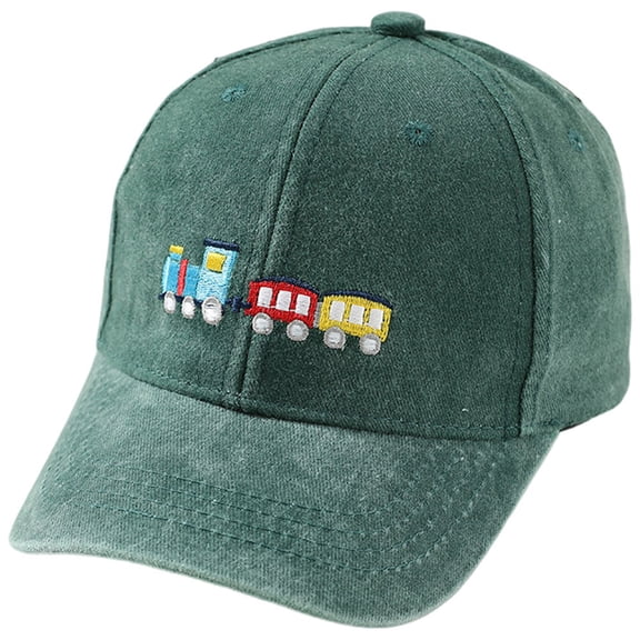 Tigivemen Vintage Baseball Cap Cartoon Miniature Train Baseball Hats Summer Sunhats for Kids Green