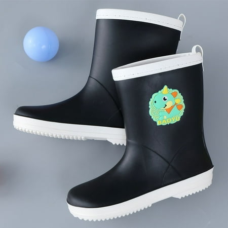 

LYCAQL Toddler Shoes Creative Children Rain Boots Comfortable Wrapped Cartoon Removble Interior Design Children Rain Shoes Size 9 Girls Boots (Black 1.5 Big Kids)