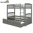 thumbnail image 2 of Trundle Bunk Bed Twin over Twin, Twin Bunk Beds with Trundle Bed, Bunk Bed with Storage Drawers, Wood Bunk Bed with Ladder, Guardrail, Convertible Into 2 Platform Beds, Espresso, 2 of 12